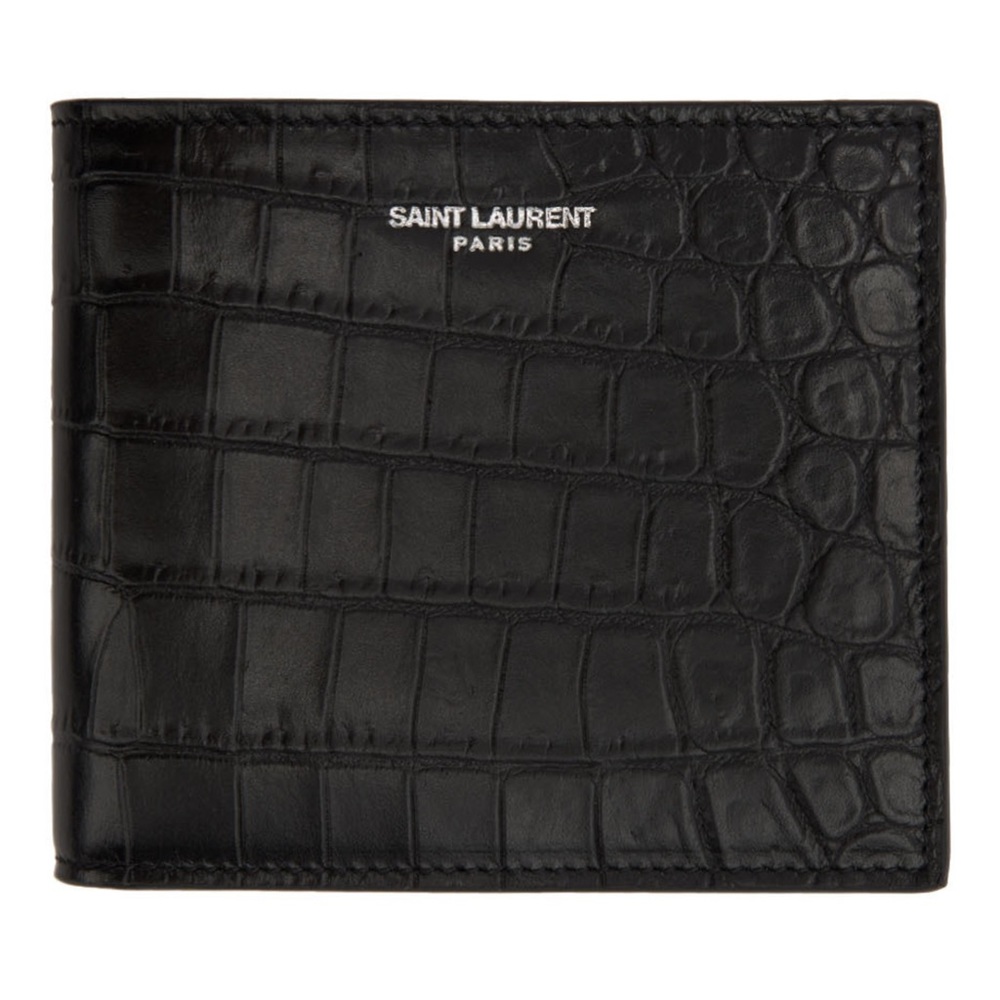 Yves Saint Laurent Black Croc Wallet